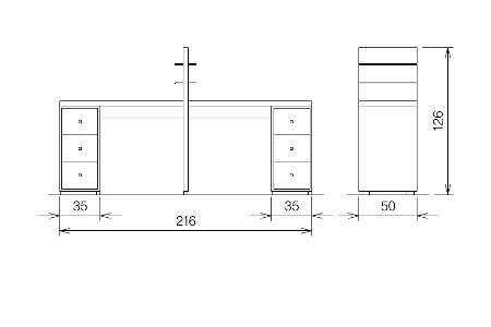 TABLE MANUCURE ASPIRATION COUTURE DOUBLE AVEC RANGT H 80/l 50 /L205CM